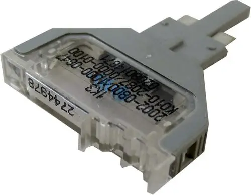 Wolf Parameterstecker in transparenter Ausführung mit Anschlussstück, geeignet für elektrische Geräte zur Stromversorgung.